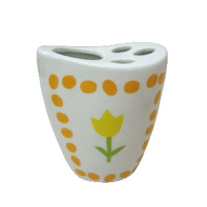 VASO CEPILLOS CURVA TULIPAN TOPOS NARANJA