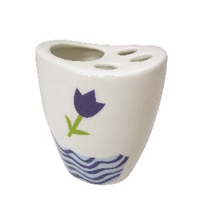 VASO CEPILLOS CURVA OLAS TULIPAN AZUL