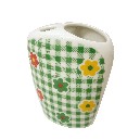 VASO CEPILLOS PLANO FLOR VICHY VERDE