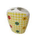 VASO CEPILLOS PLANO FLOR VICHY AMARILLO