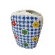 VASO CEPILLOS PLANO FLOR VICHY AZUL