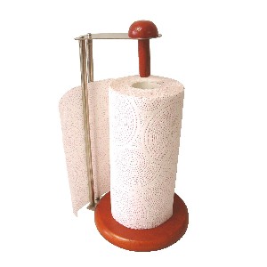 PORTAROLLOS COCINA ACERO BASE MADERA