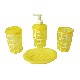 JUEGO 4 PIEZAS BAÑO PLASTICO FLOR AMARILLO