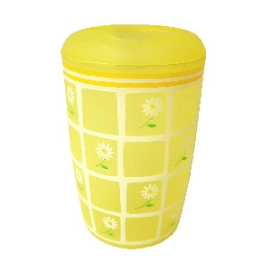 VASO CEPILLOS BAÑO PLASTICO FLOR AMARILLO