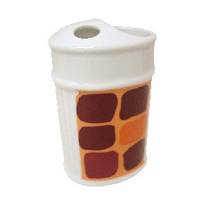 VASO CEPILLOS ESTRIAS CUADROS NARANJA