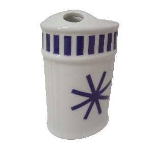 VASO CEPILLOS BAÑO RAYAS SIMBOLO AZUL
