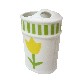 VASO CEPILLOS BAÑO RAYAS TULIPAN VERDE