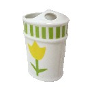 VASO CEPILLOS BAÑO RAYAS TULIPAN VERDE
