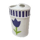 VASO CEPILLOS BAÑO RAYAS TULIPAN AZUL