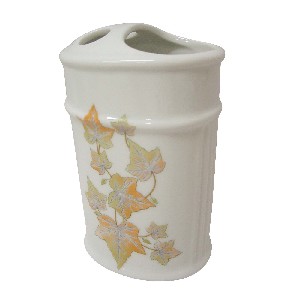 VASO CEPILLOS BAÑO ESTRIAS HIEDRA NARANJA