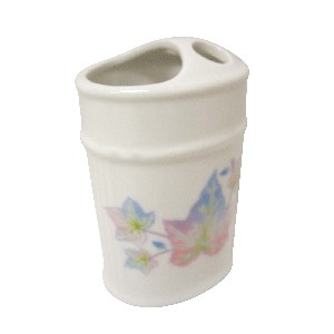VASO CEPILLOS BAÑO ESTRIAS HIEDRA AZUL