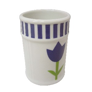 VASO BAÑO ESTRIAS RAYAS TULIPAN AZUL