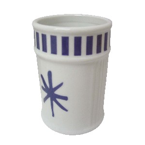 VASO BAÑO ESTRIAS RAYAS SIMBOLO AZUL