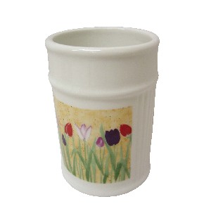 VASO BAÑO ESTRIAS TULIPANES CESPED CESPED
