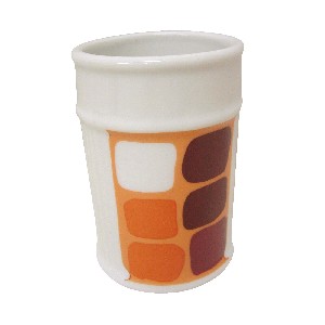 VASO BAÑO ESTRIAS CUADROS NARANJA