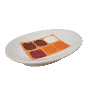 JABONERA OVALADA CUADROS NARANJA