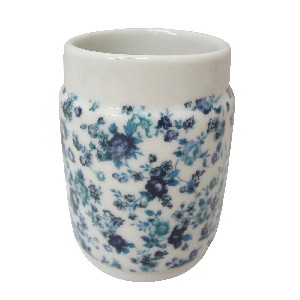 VASO BAÑO BORDE TAPICERIA AZUL