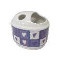 VASO CEPILLOS BORDE CORAZON AZUL
