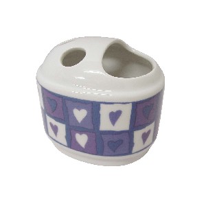 VASO CEPILLOS BORDE CORAZON AZUL