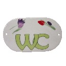 PLACA OVALADA BAÑO TULIPANES CESPED