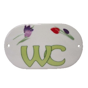PLACA OVALADA BAÑO TULIPANES CESPED