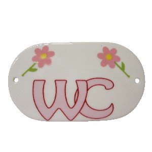 PLACA OVALADA BAÑO MARGARITA ROSA