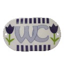 PLACA OVALADA BAÑO RAYAS TULIPAN AZUL