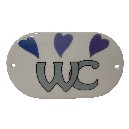 PLACA OVALADA BAÑO CORAZON AZUL