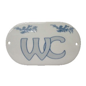 PLACA OVALADA BAÑO CLASICO AZUL