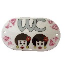 PLACA OVALADA BAÑO PORCELANA WC ROSA