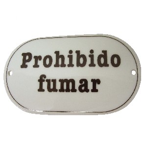 PLACA OVALADA LETRERO PROHIBIDO FUMAR