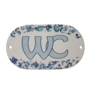 PLACA OVALADA BAÑO TAPICERIA AZUL
