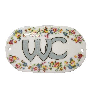 PLACA OVALADA BAÑO TAPICERIA ROSA