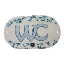 PLACA OVALADA BAÑO TRAMA AZUL