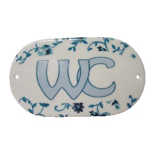 PLACA OVALADA BAÑO TRAMA AZUL