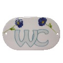 PLACA OVALADA BAÑO AMAPOLA AZUL