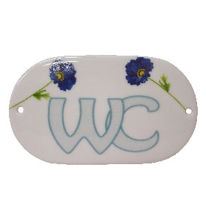 PLACA OVALADA BAÑO AMAPOLA AZUL