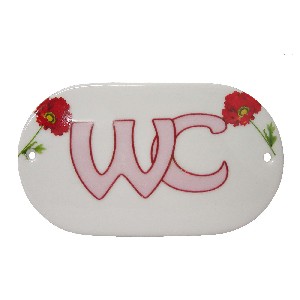 PLACA OVALADA BAÑO AMAPOLA ROJA