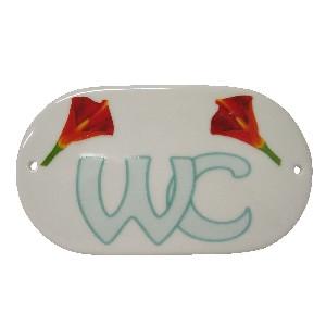 PLACA OVALADA BAÑO PORCELANA CALA ROJA