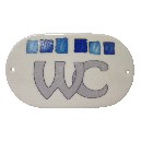 PLACA OVALADA BAÑO MOSAICO AZUL