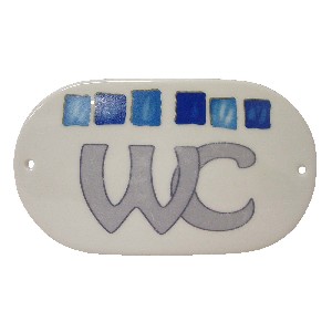 PLACA OVALADA BAÑO MOSAICO AZUL