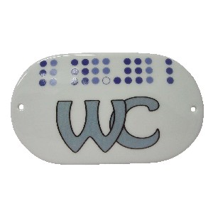 PLACA OVALADA BAÑO POMPAS AZULES