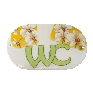 PLACA OVALADA BAÑO ORQUIDEA AMARILLO