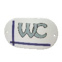 PLACA OVALADA BAÑO WC RAYAS AZUL