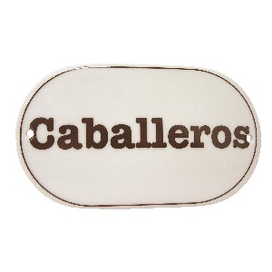 PLACA OVALADA BAÑO LETRERO CABALLEROS