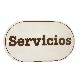 PLACA OVALADA BAÑO LETRERO SERVICIOS