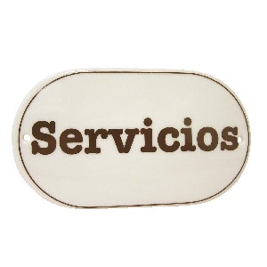 PLACA OVALADA BAÑO LETRERO SERVICIOS