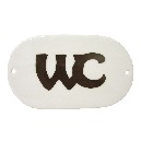 PLACA OVALADA BAÑO LETRERO WC NEGRO
