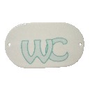 PLACA OVALADA BAÑO WC AZUL TURQUESA