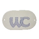 PLACA OVALADA BAÑO WC AZUL MALVA